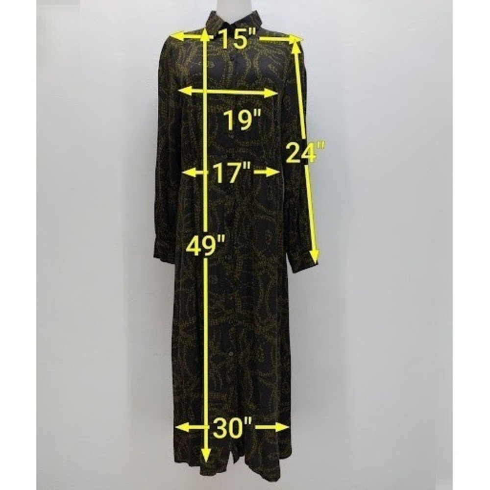 Richard Allen x H&M Shirt Dress Women's Size 4 Grey Green Snake Print Maxi Mod - Picture 11 of 11